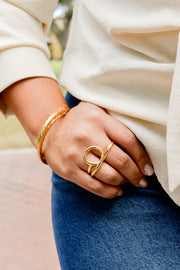 Mirelle Gold Two Finger Loop Ring (Adjustable)