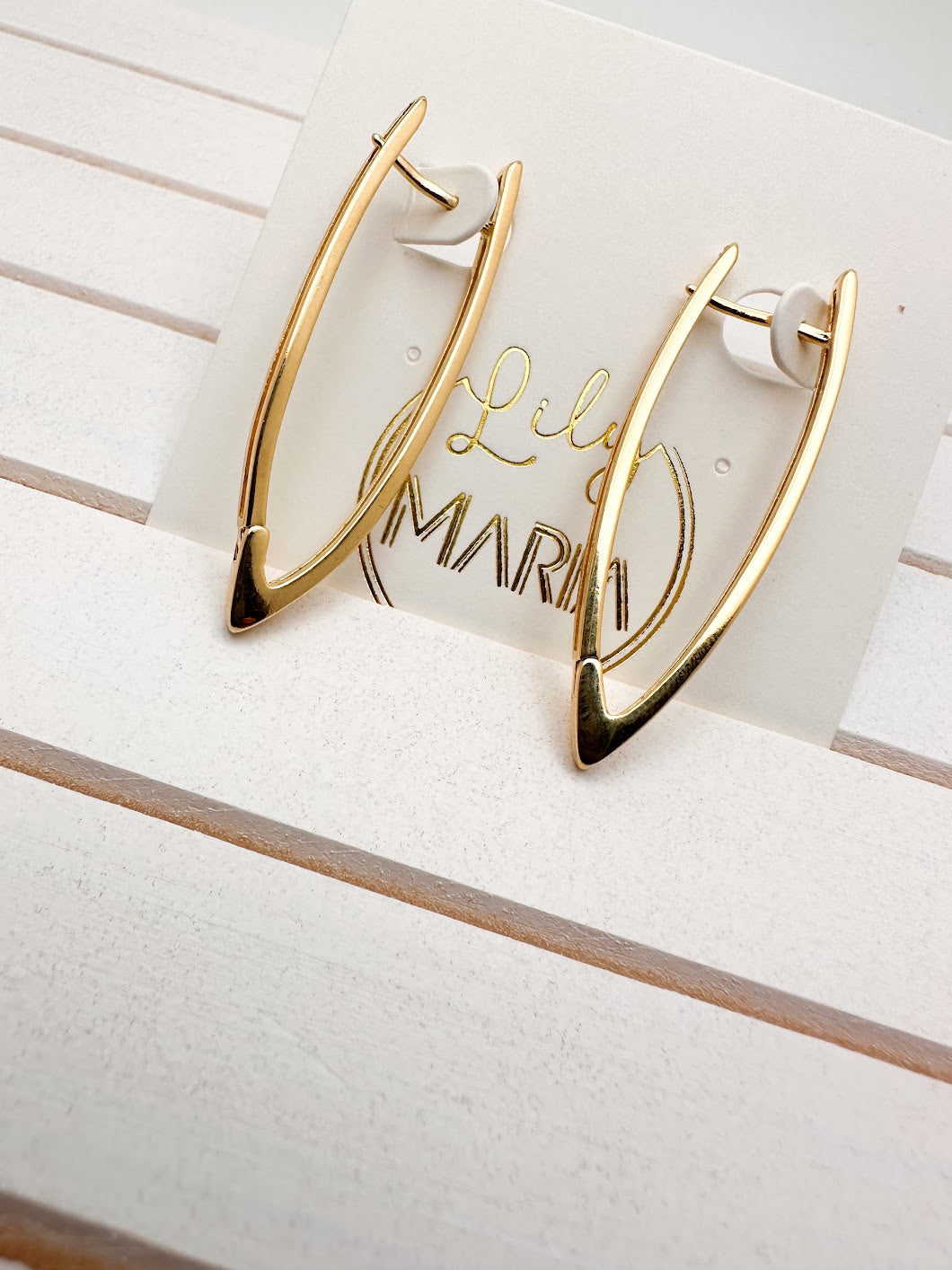 Large Gold Curved Chevron Earrings