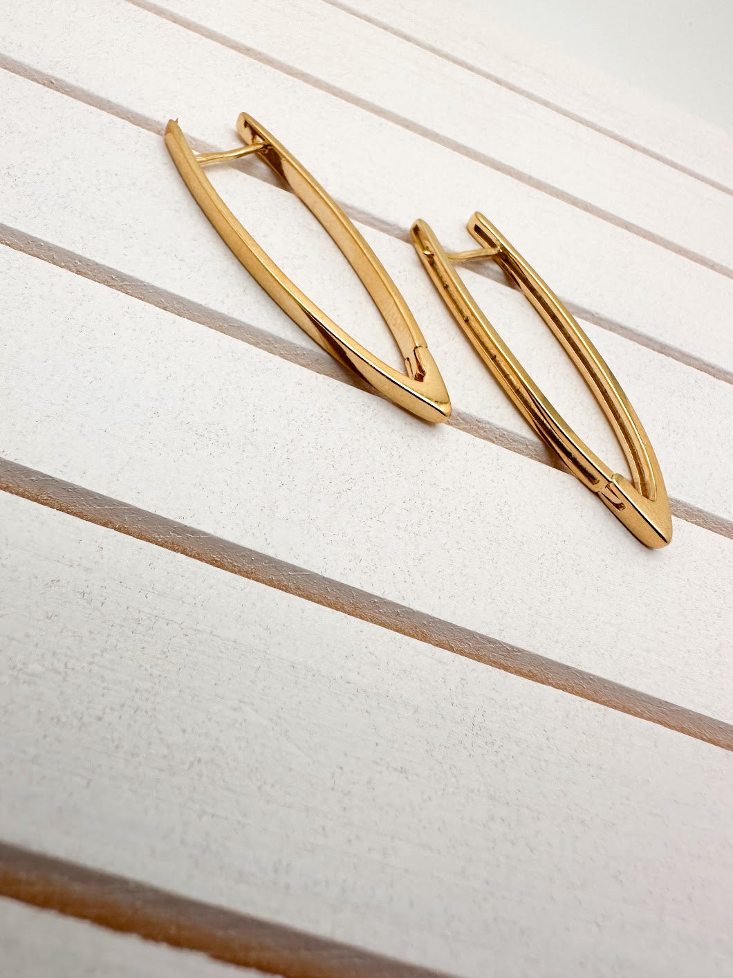 Large Gold Curved Chevron Earrings