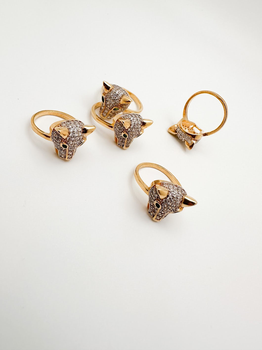 Crystal Jaguar Gold Statement Ring