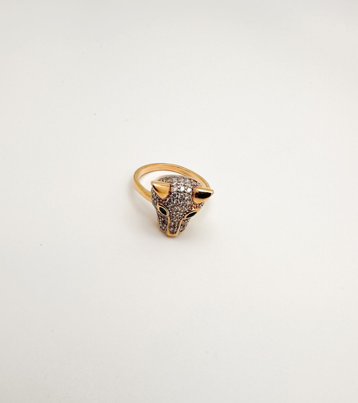 Crystal Jaguar Gold Statement Ring