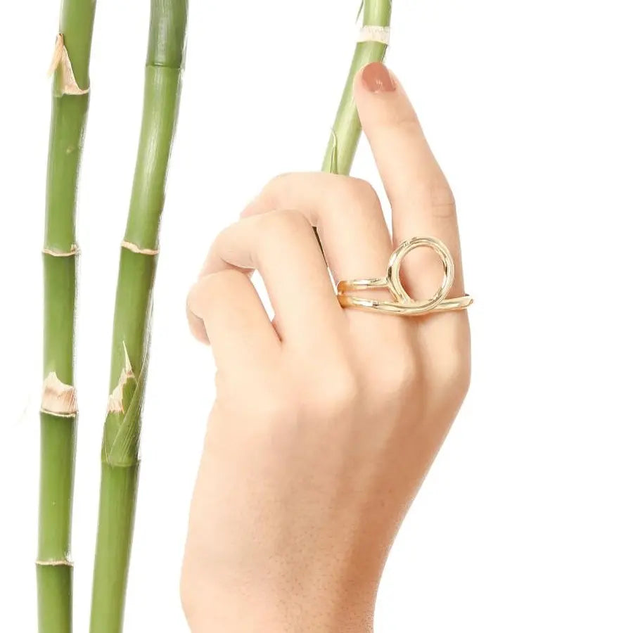 Mirelle Gold Two Finger Loop Ring (Adjustable)