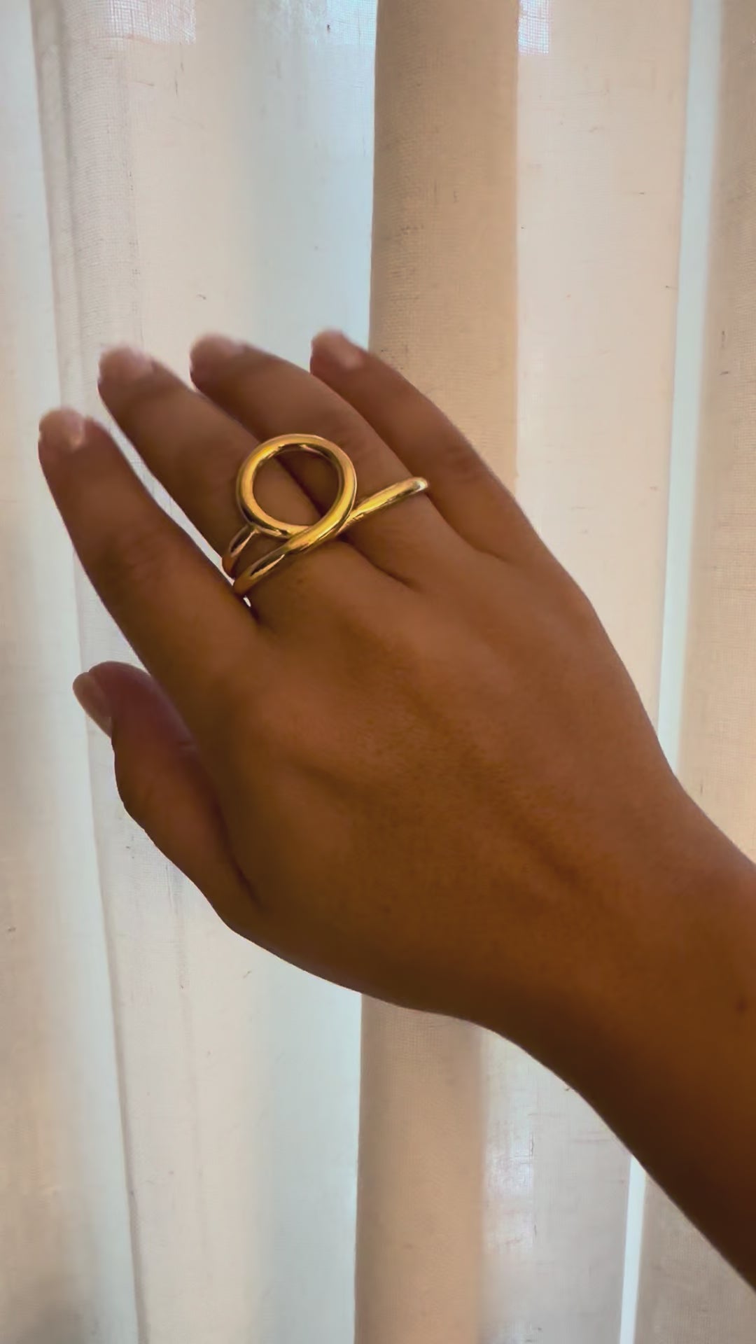 Load video: Mirelle Gold Two Finger Loop Ring (Adjustable)